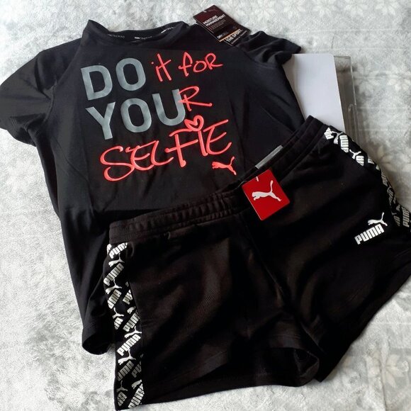 NWT Puma "Do you" black graphic tshirt & shorts bundle - Picture 3 of 8